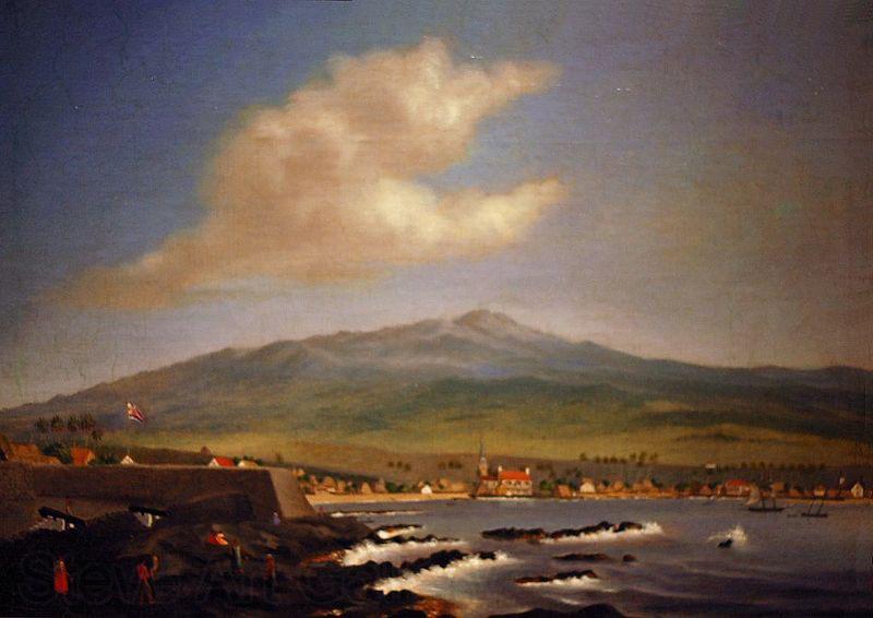 James Gay Sawkins Kailua-Kona with Hualalai, Hulihee Palace and Church Norge oil painting art